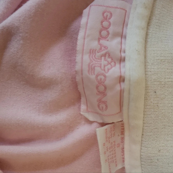 80s Googla Gong Colorblock Pink Blue Collar top - Picture 10 of 10